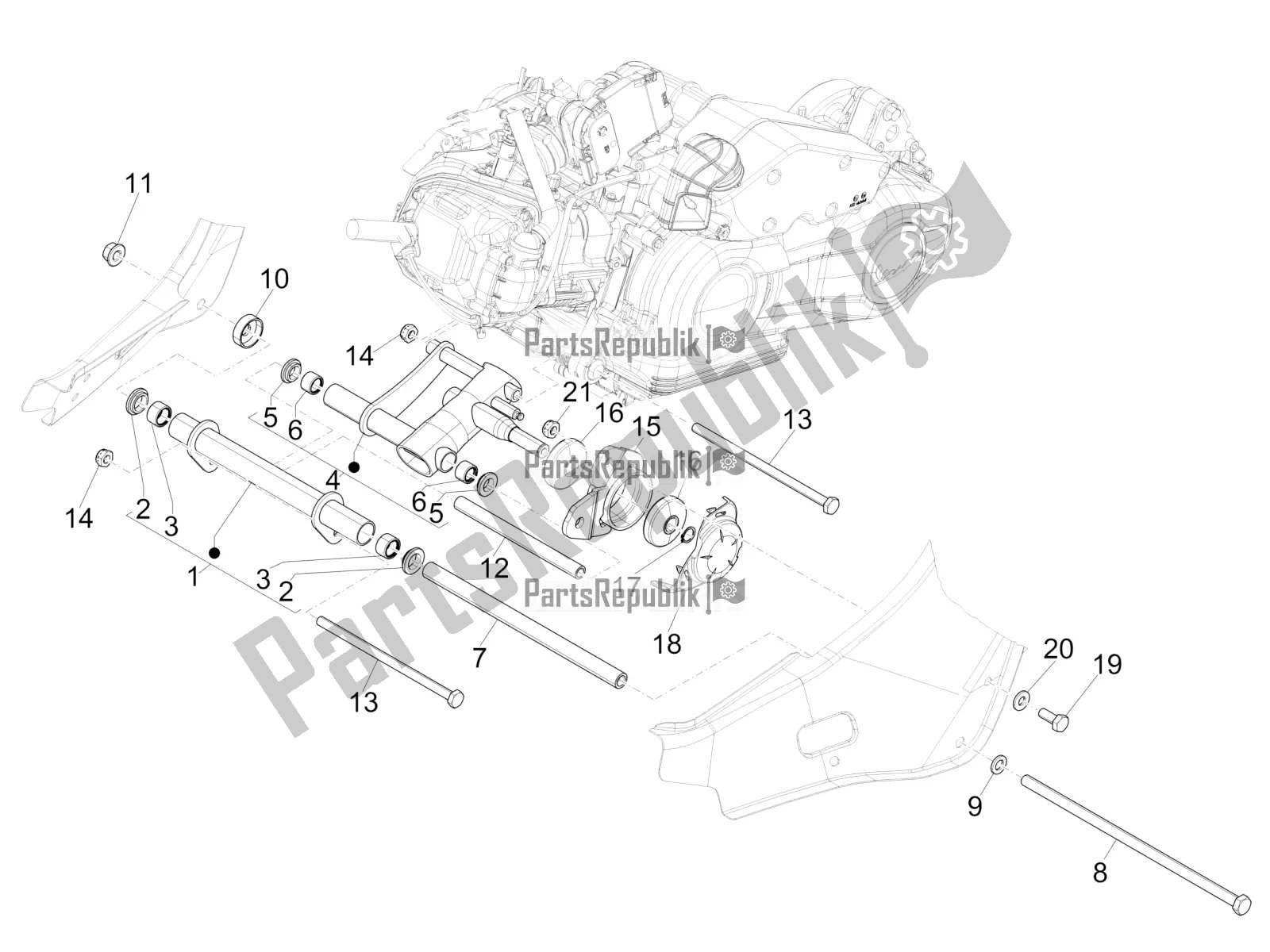 Toutes les pièces pour le Bras Oscillant du Vespa Sprint 150 ABS 2022