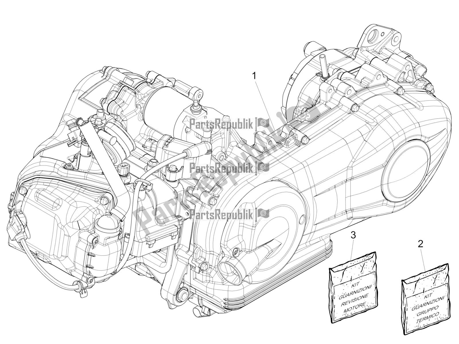 Tutte le parti per il Motore, Assemblaggio del Vespa Sprint 150 Iget 2016