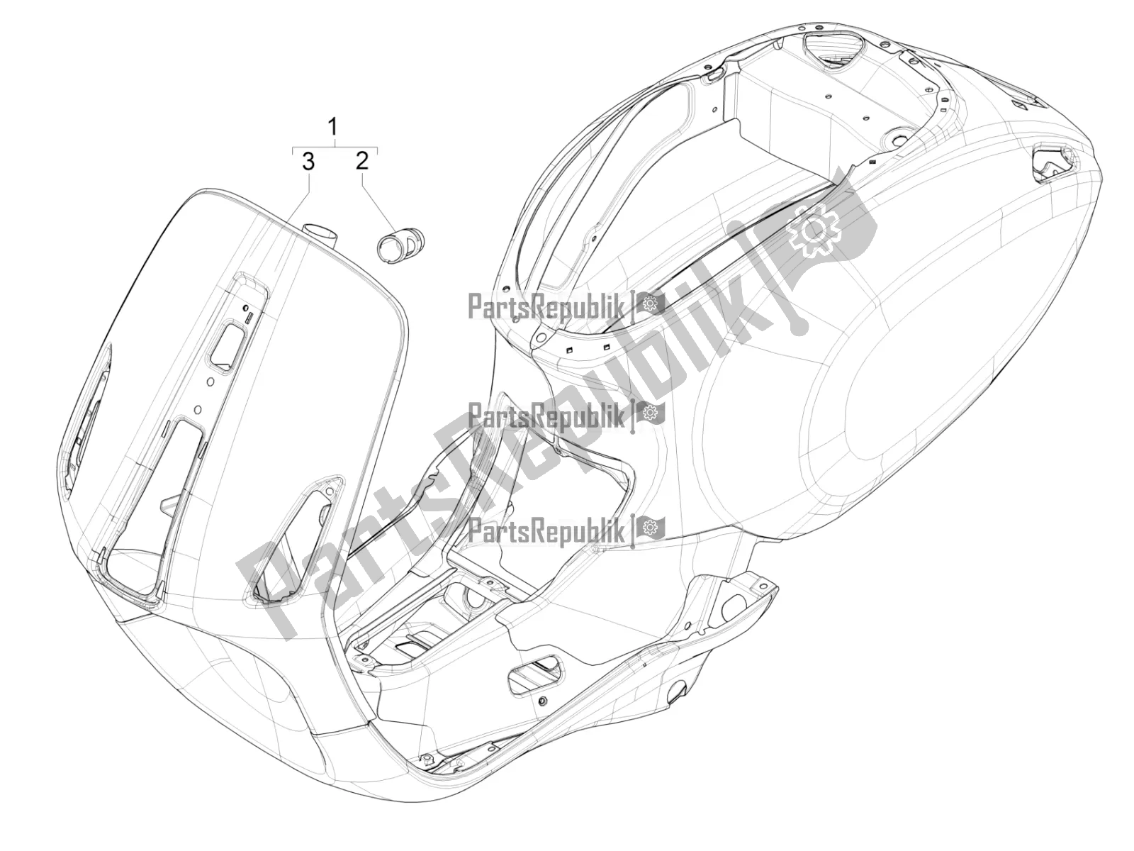 All parts for the Frame/bodywork of the Vespa Sprint 150 Iget 2016