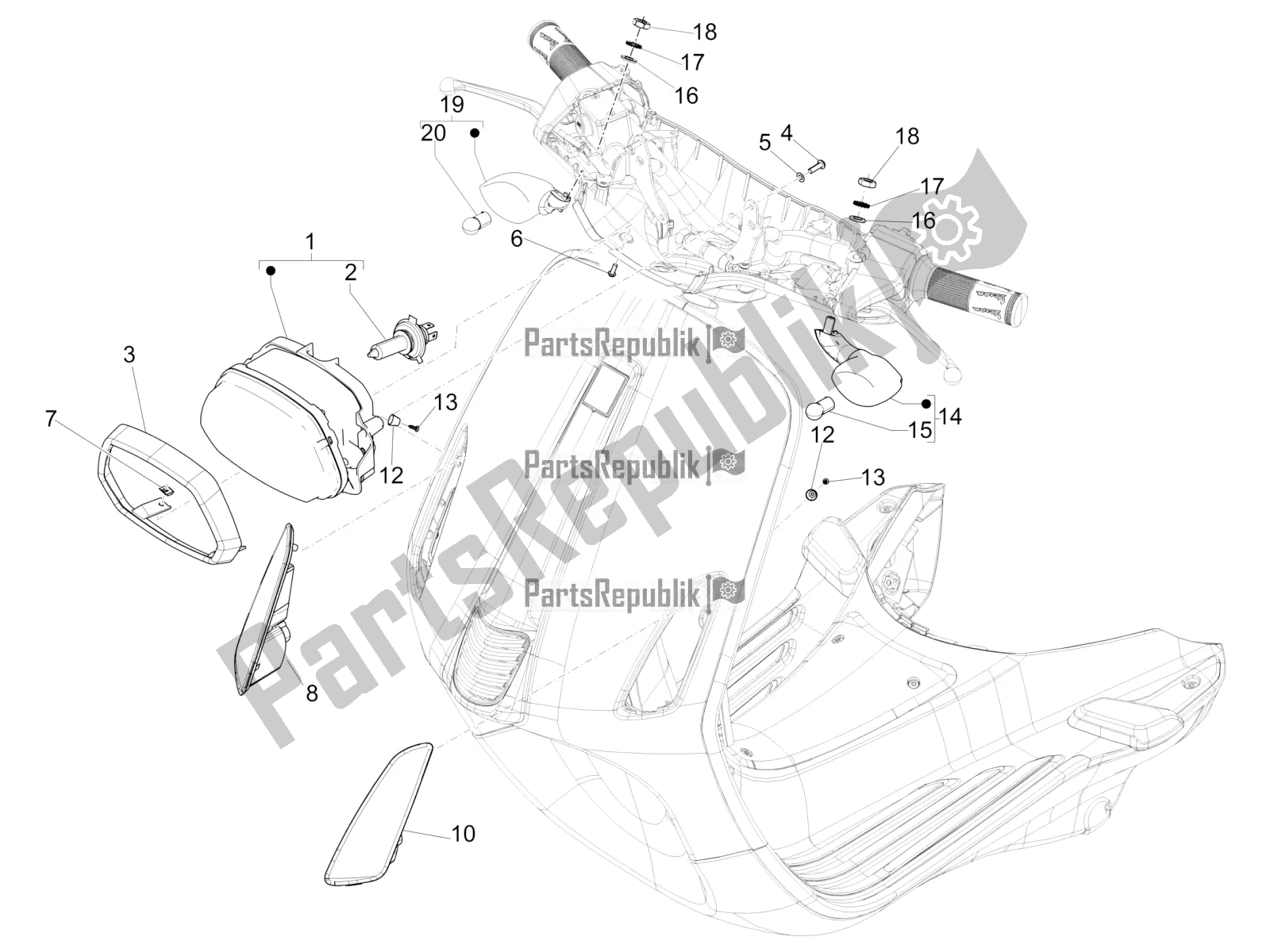 Tutte le parti per il Fari Anteriori - Indicatori Di Direzione del Vespa Sprint 150 Iget 2016
