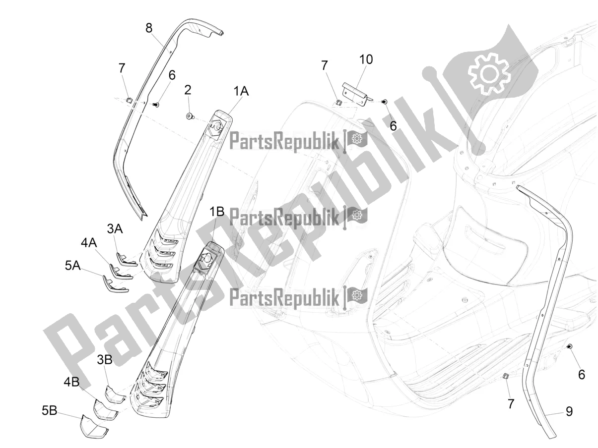 Tutte le parti per il Scudo Anteriore del Vespa Sprint 150 Iget 2016