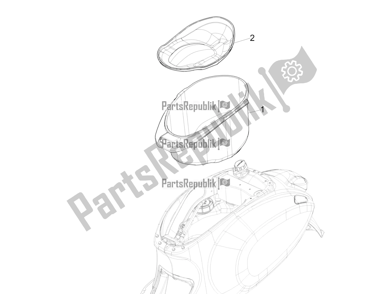 Tutte le parti per il Alloggiamento Casco - Sotto La Sella del Vespa Sprint 150 Iget 2016