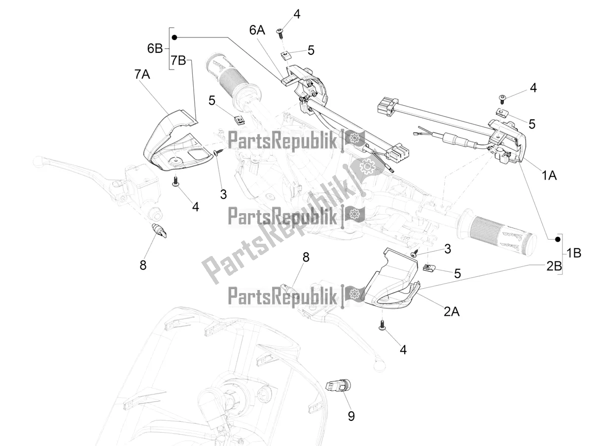Tutte le parti per il Selettori - Interruttori - Pulsanti del Vespa Sprint 150 Iget 2016