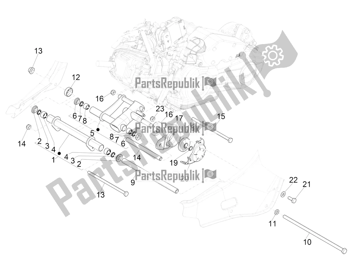 Toutes les pièces pour le Bras Oscillant du Vespa Sprint 150 Iget 2016