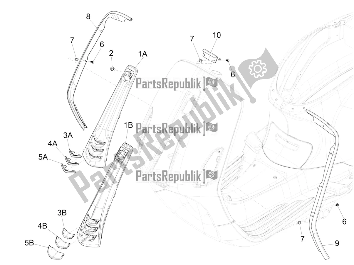 All parts for the Front Shield of the Vespa Sprint 150 Iget 2017