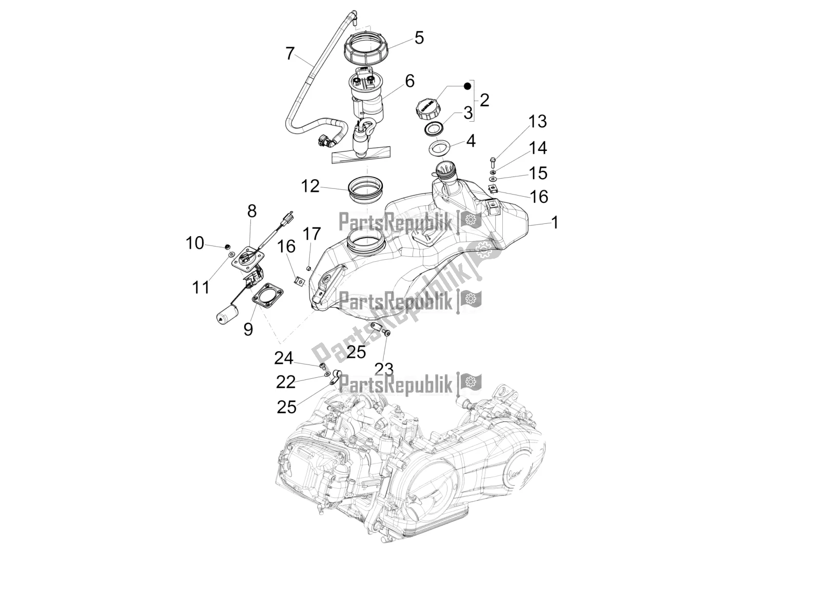 Wszystkie części do Zbiornik Paliwa Vespa Sprint 150 Iget 2017