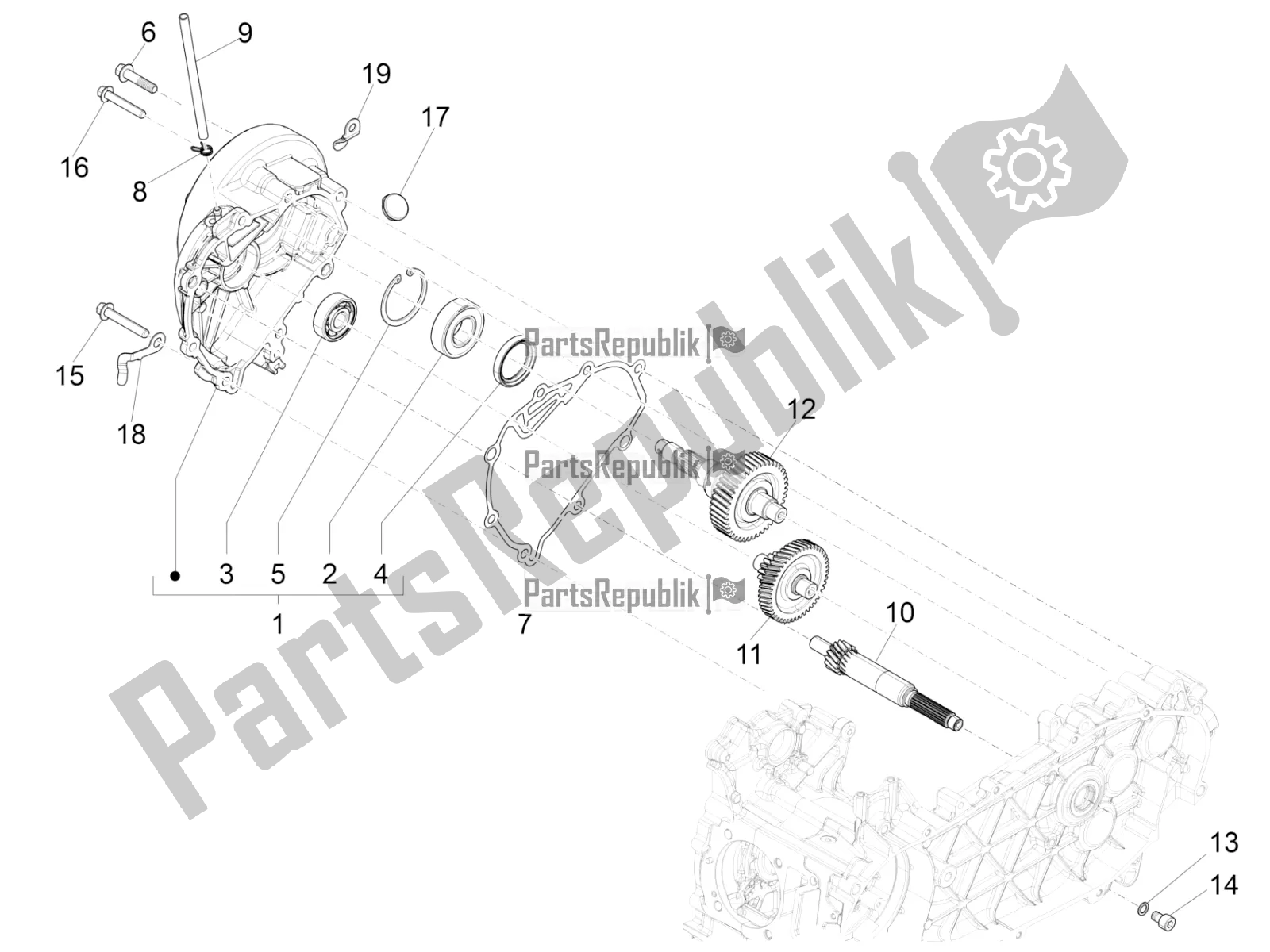 All parts for the Reduction Unit of the Vespa Sprint 150 Iget 2017