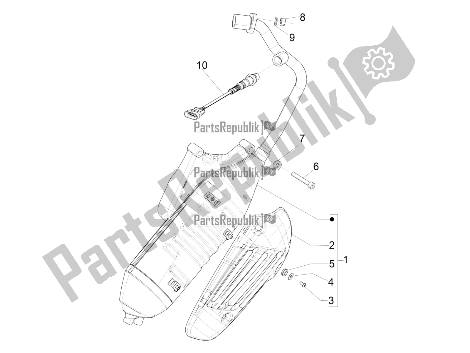 All parts for the Silencer of the Vespa Sprint 150 Iget 2017