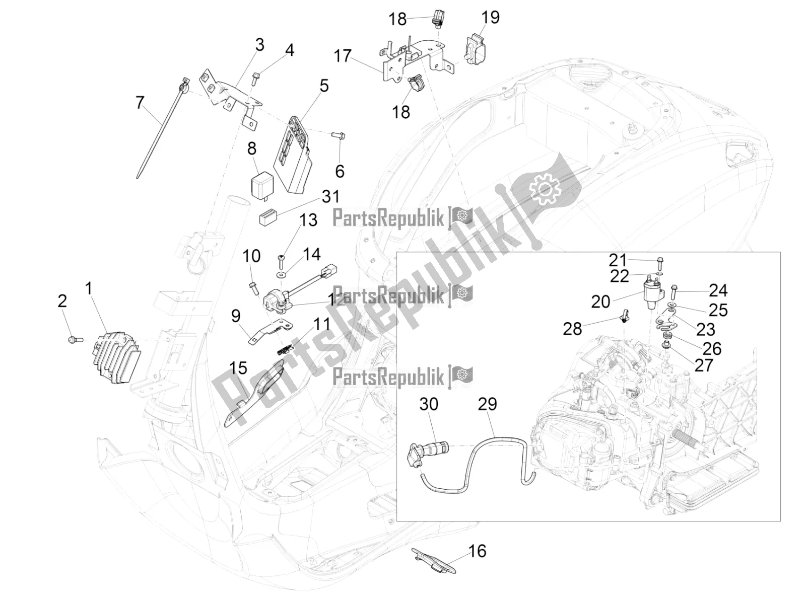All parts for the Voltage Regulators - Electronic Control Units (ecu) - H. T. Coil of the Vespa Sprint 150 Iget 2017