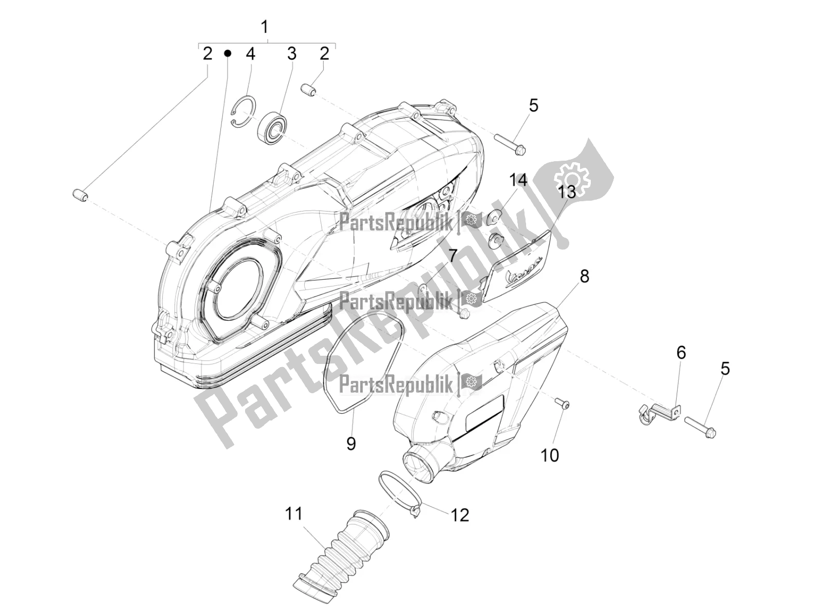 Wszystkie części do Pokrywa Skrzyni Korbowej - Ch? Odzenie Skrzyni Korbowej Vespa Sprint 150 Iget 2018