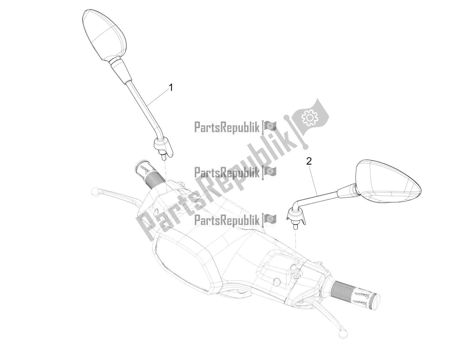 All parts for the Driving Mirror/s of the Vespa Sprint 150 Iget 2018