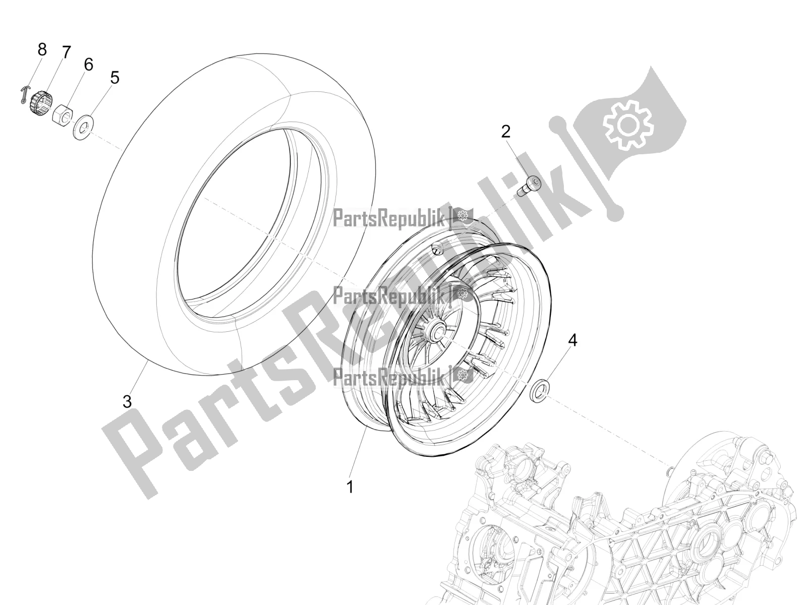 Toutes les pièces pour le Roue Arrière du Vespa Sprint 150 Iget 2018