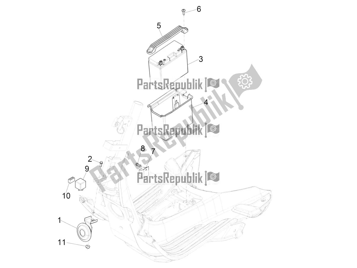 Alle onderdelen voor de Afstandsbedieningen - Batterij - Claxon van de Vespa Sprint 150 Iget 2018