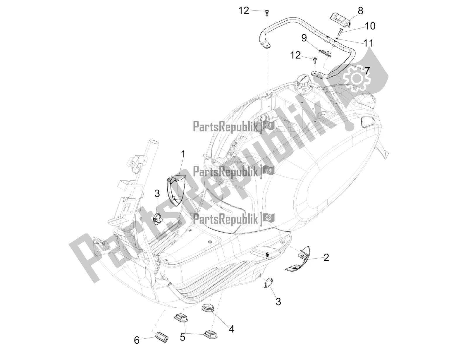 Toutes les pièces pour le Couvercle Latéral - Spoiler du Vespa Sprint 150 Iget 2018