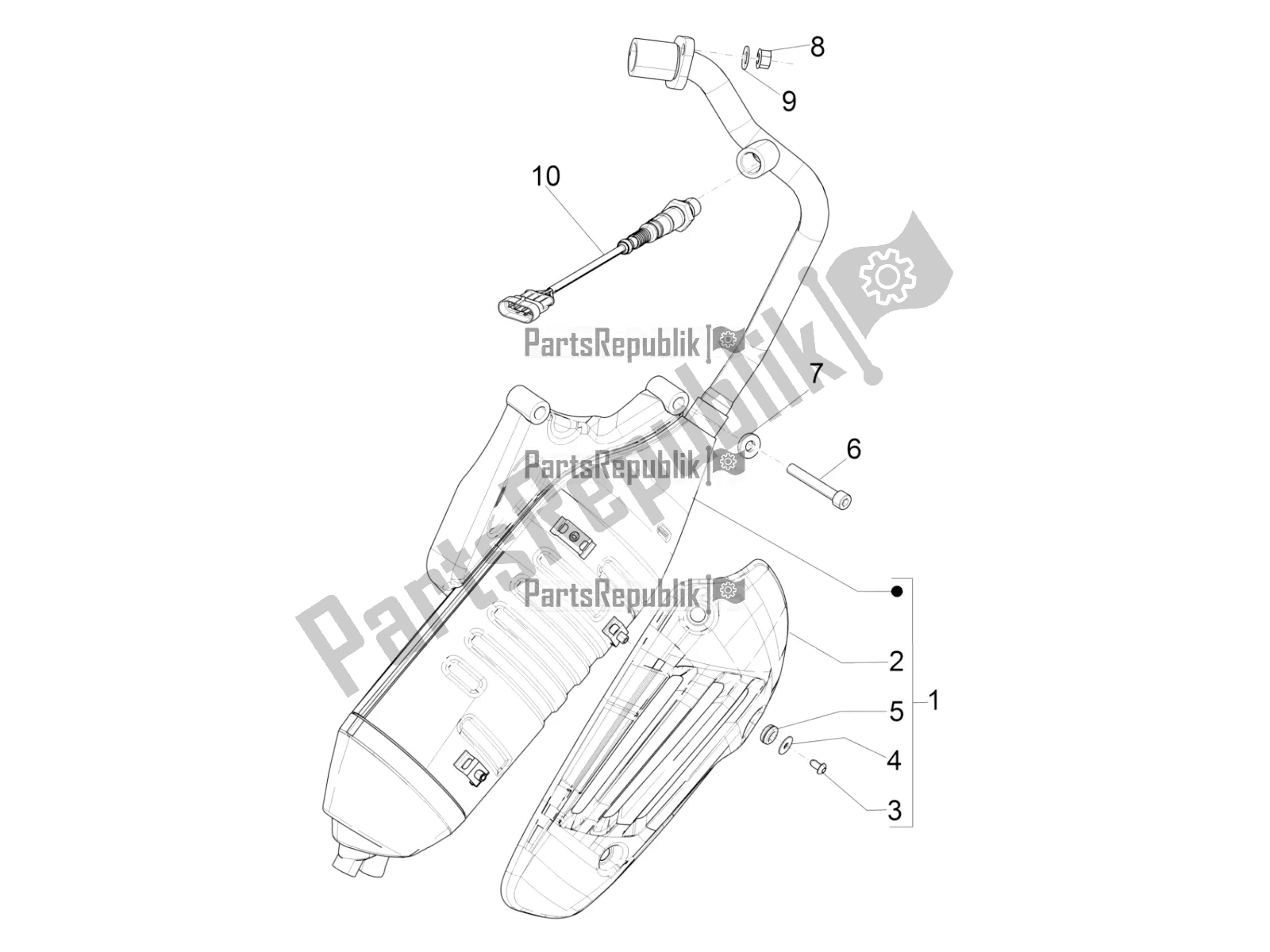 Tutte le parti per il Silenziatore del Vespa Sprint 150 Iget 2018