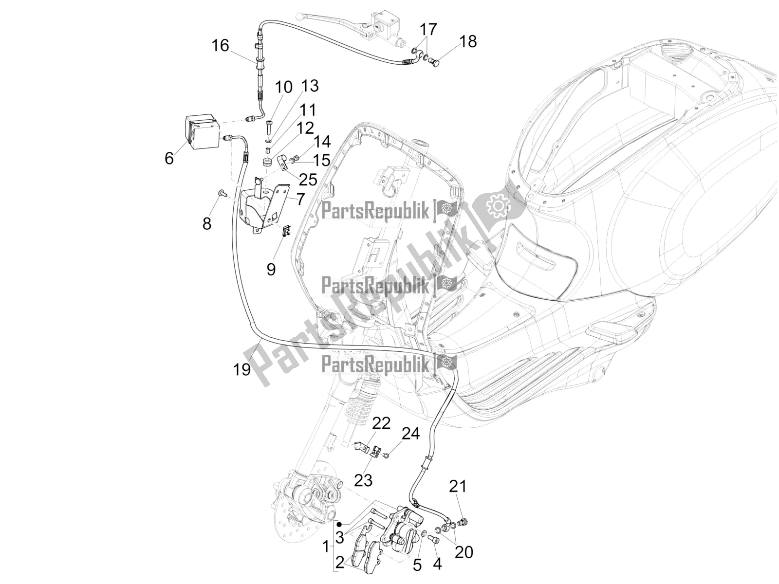 Todas las partes para Frenos Tubos - Pinzas (abs) de Vespa Sprint 150 Iget 2019