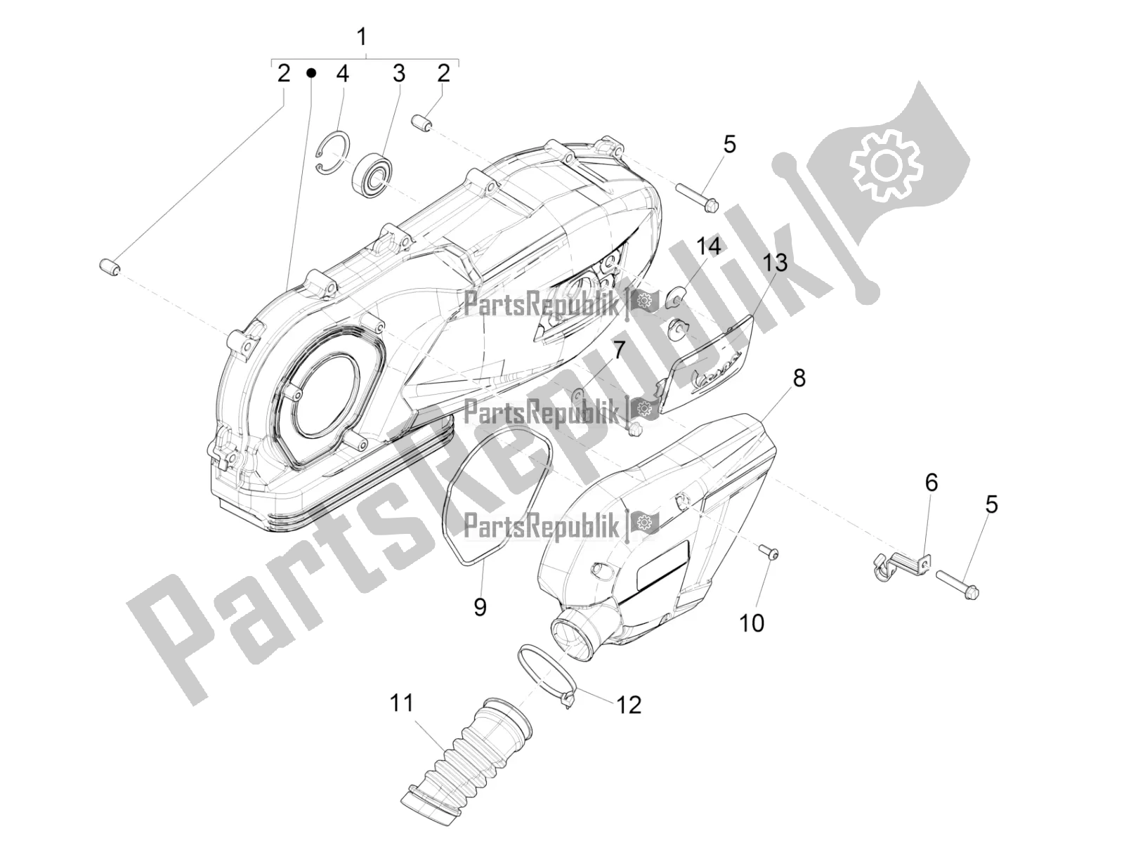 All parts for the Crankcase Cover - Crankcase Cooling of the Vespa Sprint 150 Iget 2019