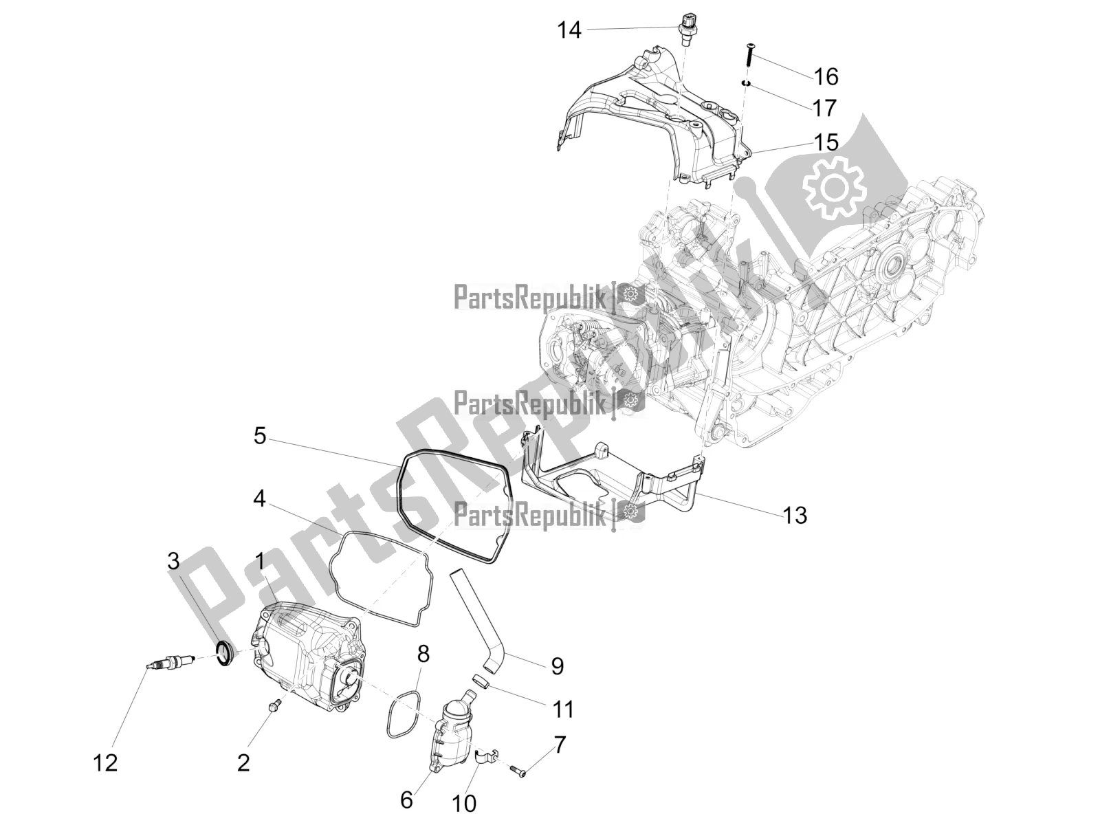Todas las partes para Cubierta De Tapa De Cilindro de Vespa Sprint 150 Iget 2019