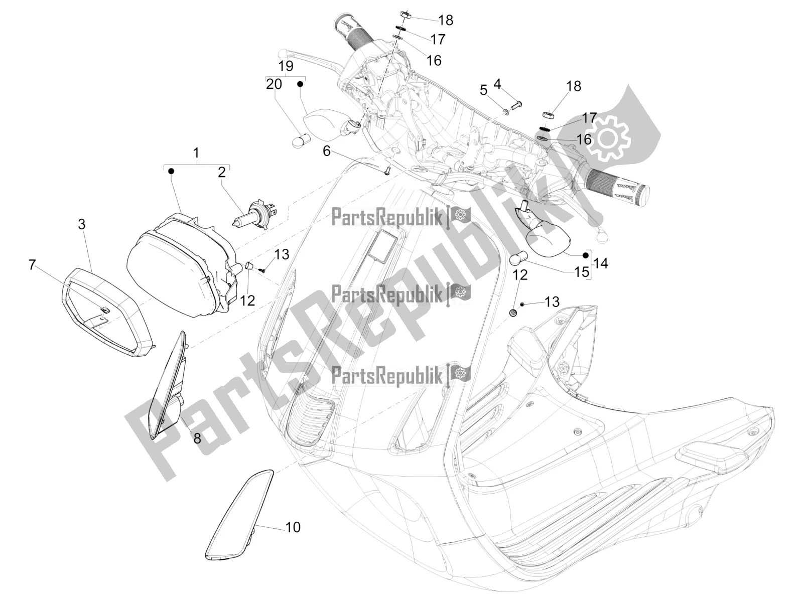 Tutte le parti per il Fari Anteriori - Indicatori Di Direzione del Vespa Sprint 150 Iget 2019