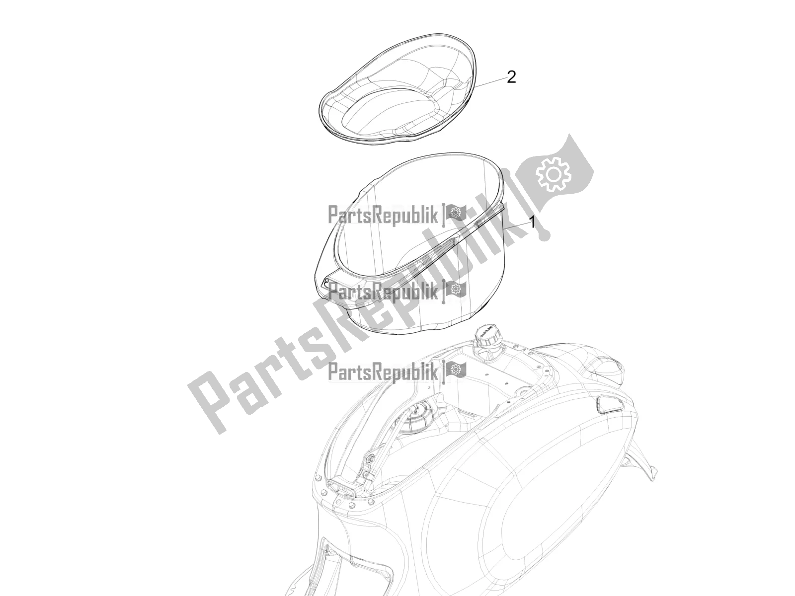 Toutes les pièces pour le Logement De Casque - Sous La Selle du Vespa Sprint 150 Iget 2019