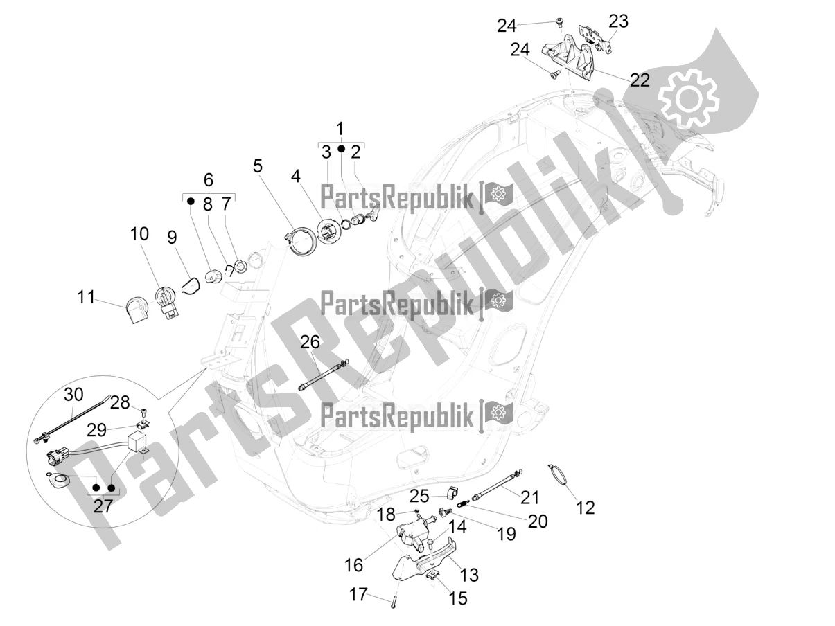 Toutes les pièces pour le Serrures du Vespa Sprint 150 Iget 2019