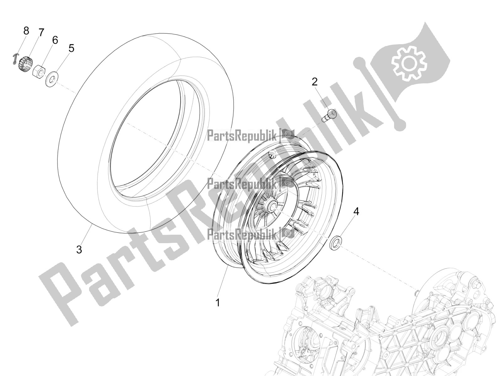 Todas las partes para Rueda Trasera de Vespa Sprint 150 Iget 2019