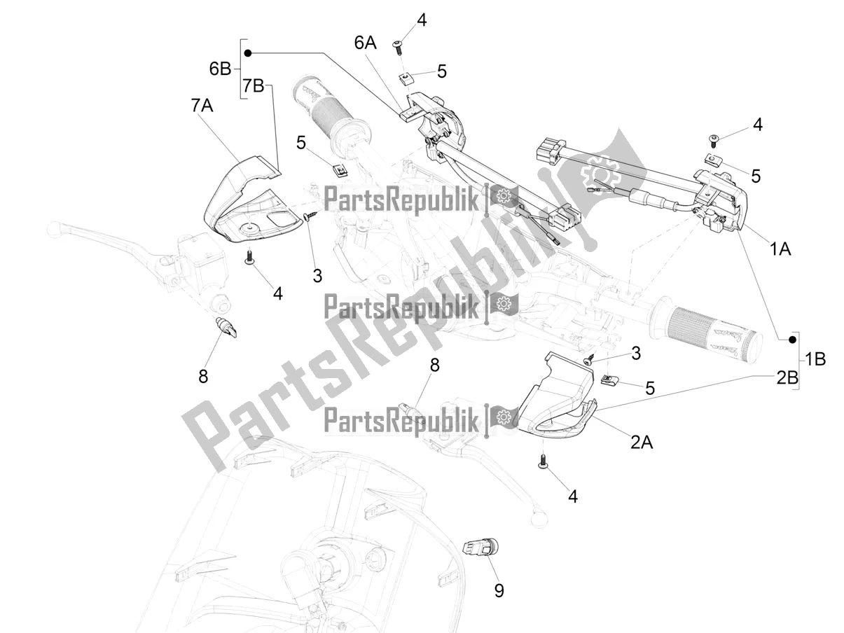 All parts for the Selectors - Switches - Buttons of the Vespa Sprint 150 Iget 2019
