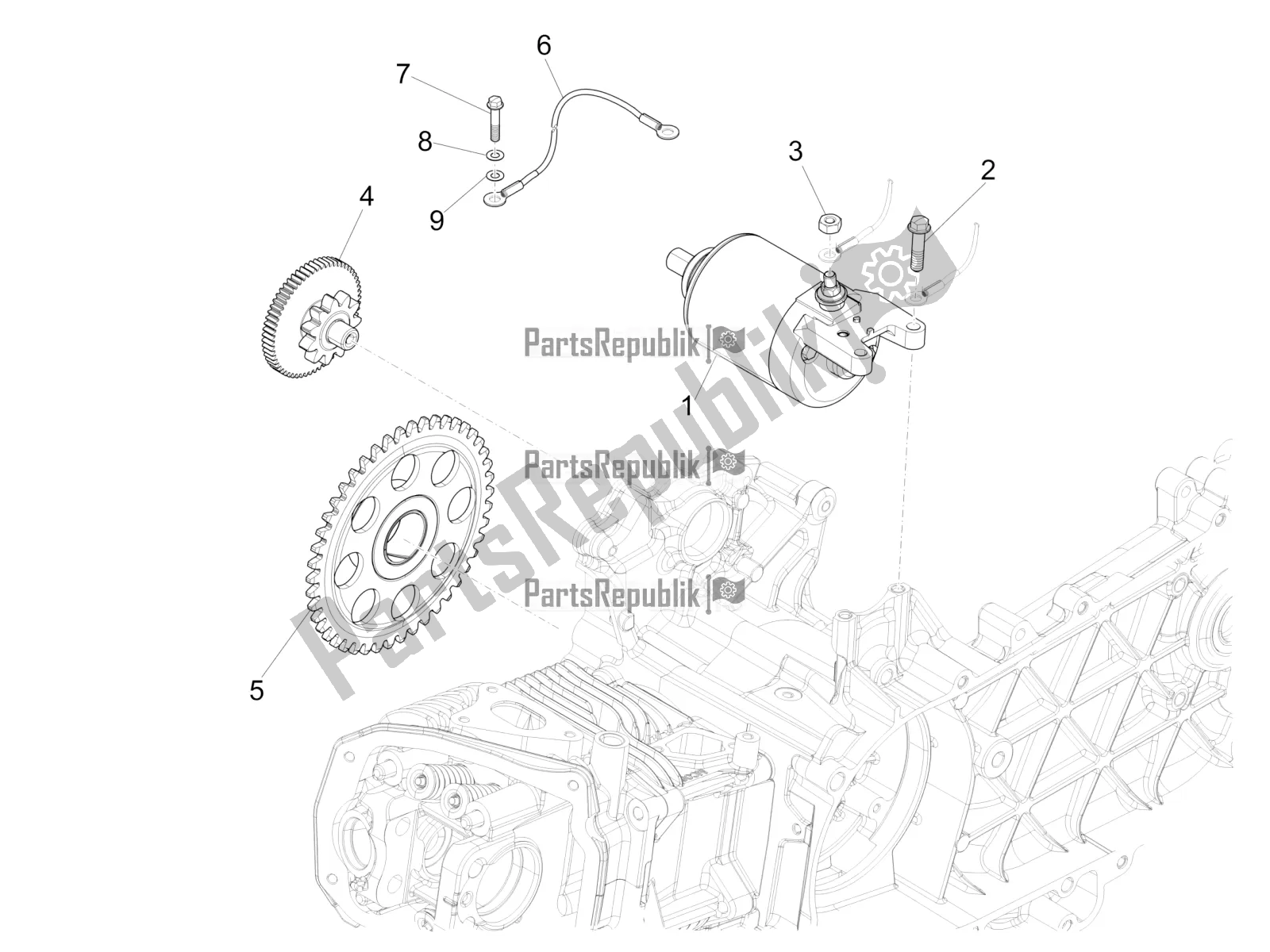 All parts for the Stater - Electric Starter of the Vespa Sprint 150 Iget 2019