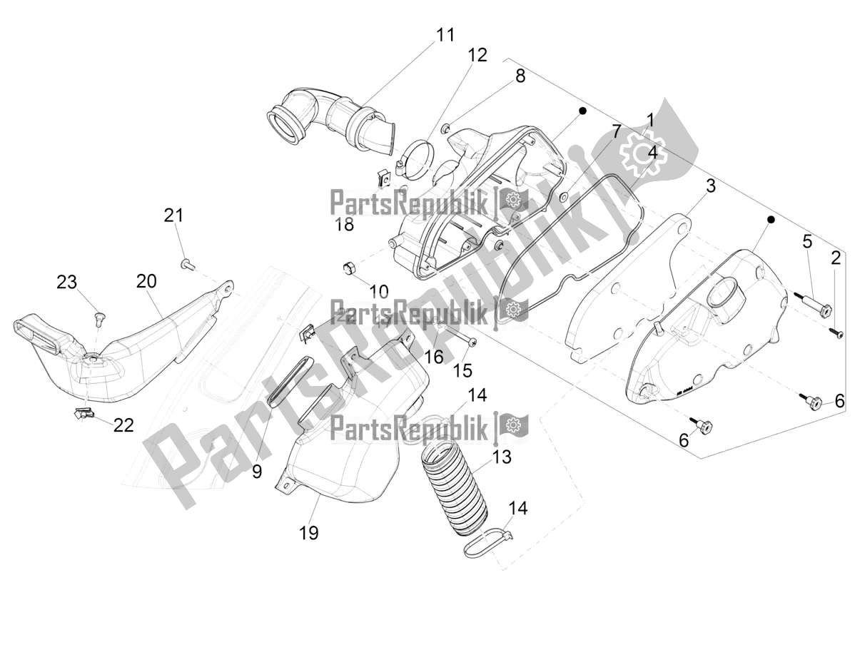 All parts for the Air Filter of the Vespa Sprint 150 Iget ABS Apac 2021