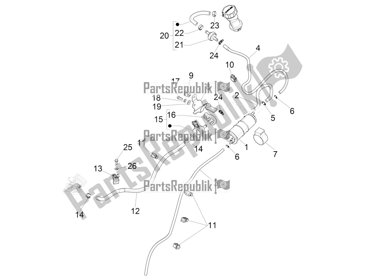 All parts for the Anti-percolation System of the Vespa Sprint 150 Iget ABS Apac 2021