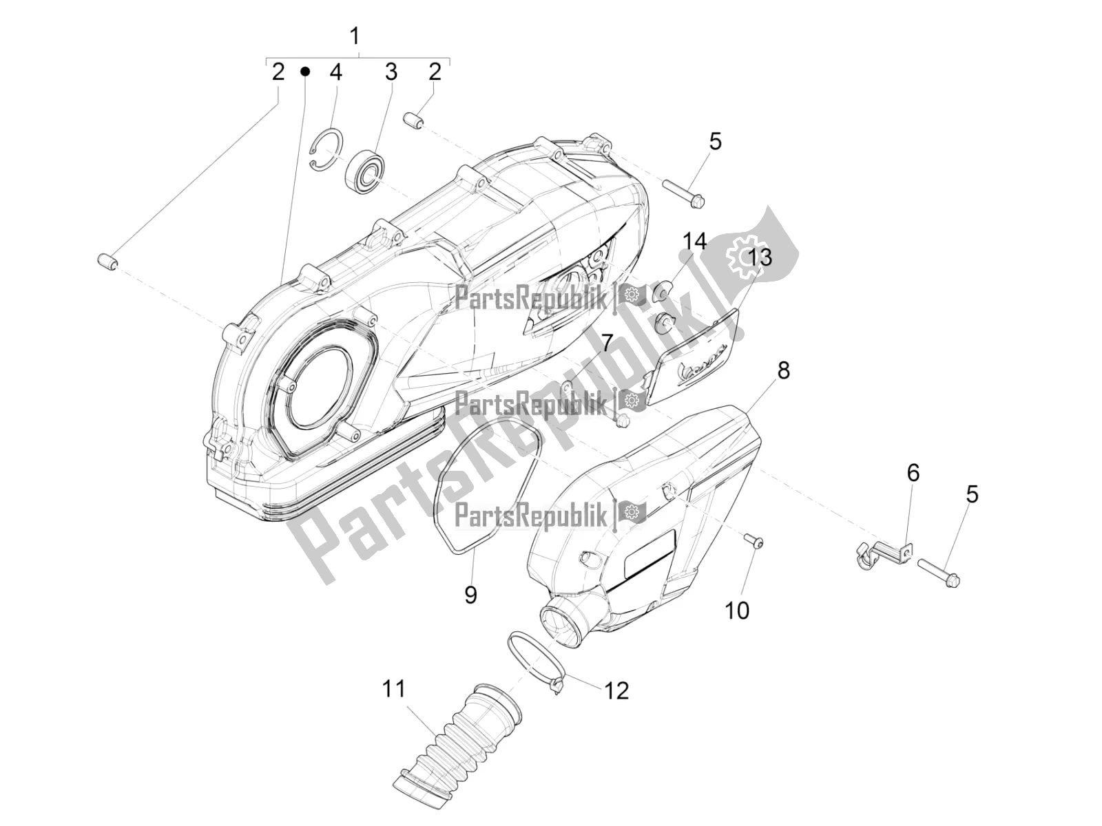 Todas las partes para Tapa Del Cárter - Enfriamiento Del Cárter de Vespa Sprint 150 Iget ABS Apac 2021