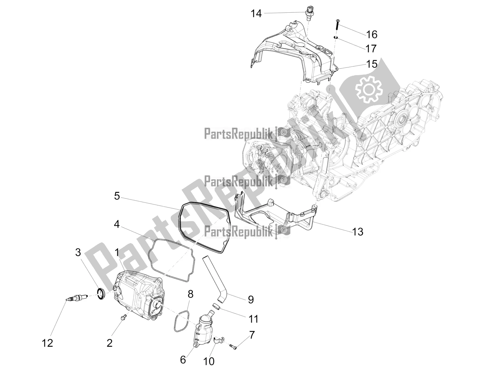 Todas las partes para Cubierta De Tapa De Cilindro de Vespa Sprint 150 Iget ABS Apac 2021
