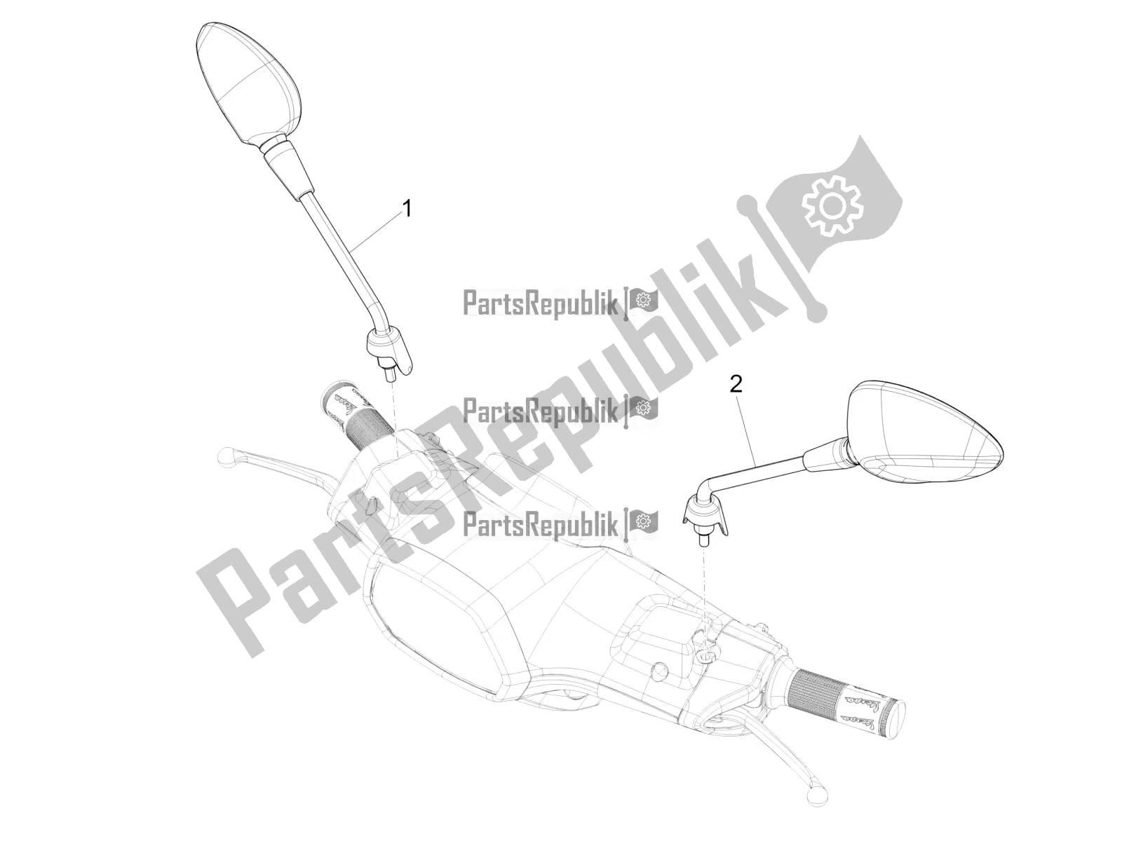 All parts for the Driving Mirror/s of the Vespa Sprint 150 Iget ABS Apac 2021