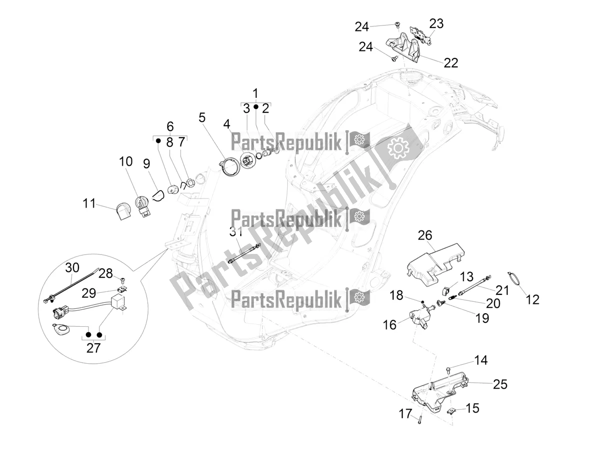 Todas as partes de Fechaduras do Vespa Sprint 150 Iget ABS Apac 2021