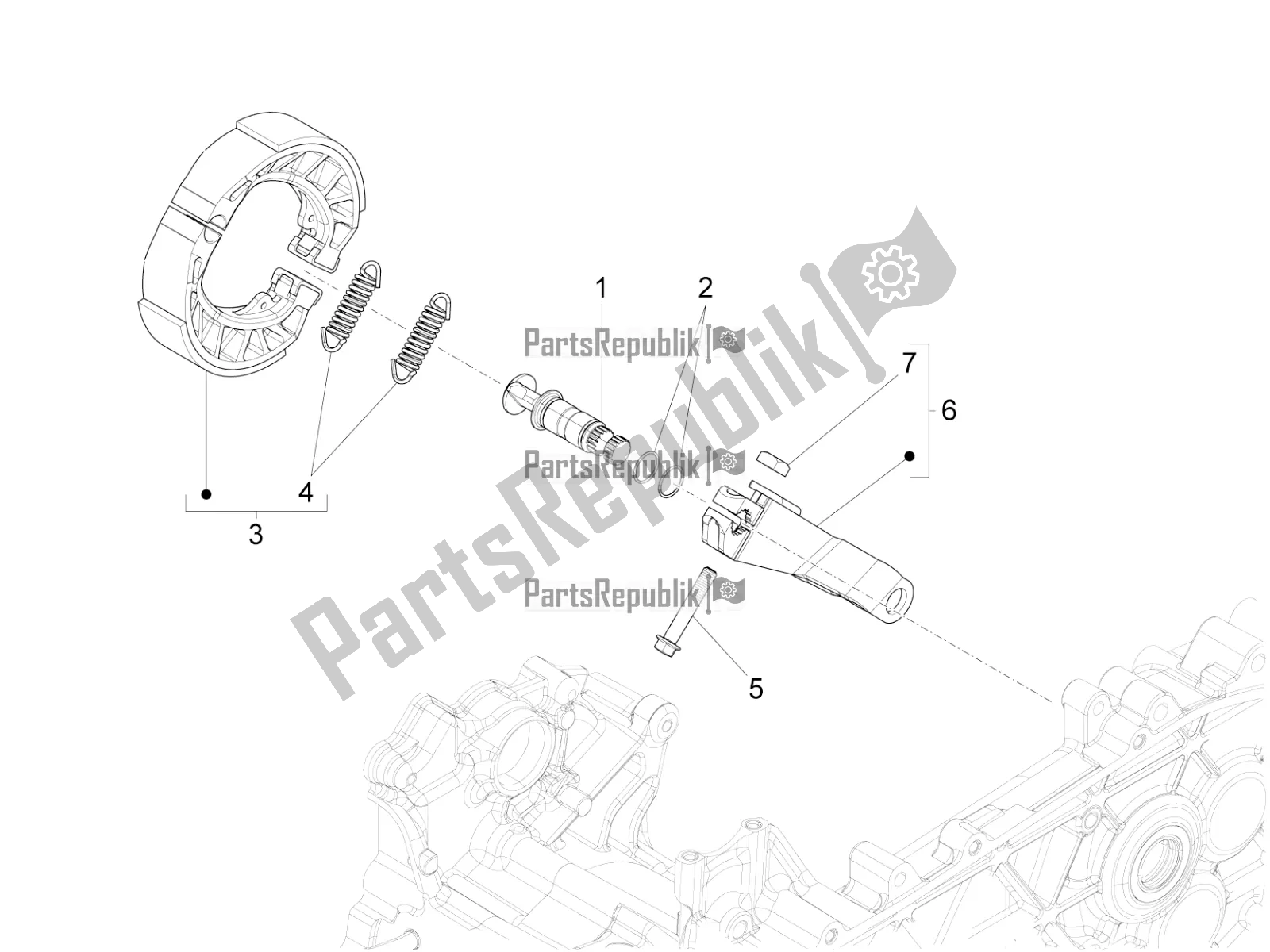 All parts for the Rear Brake - Brake Jaw of the Vespa Sprint 150 Iget ABS Apac 2021