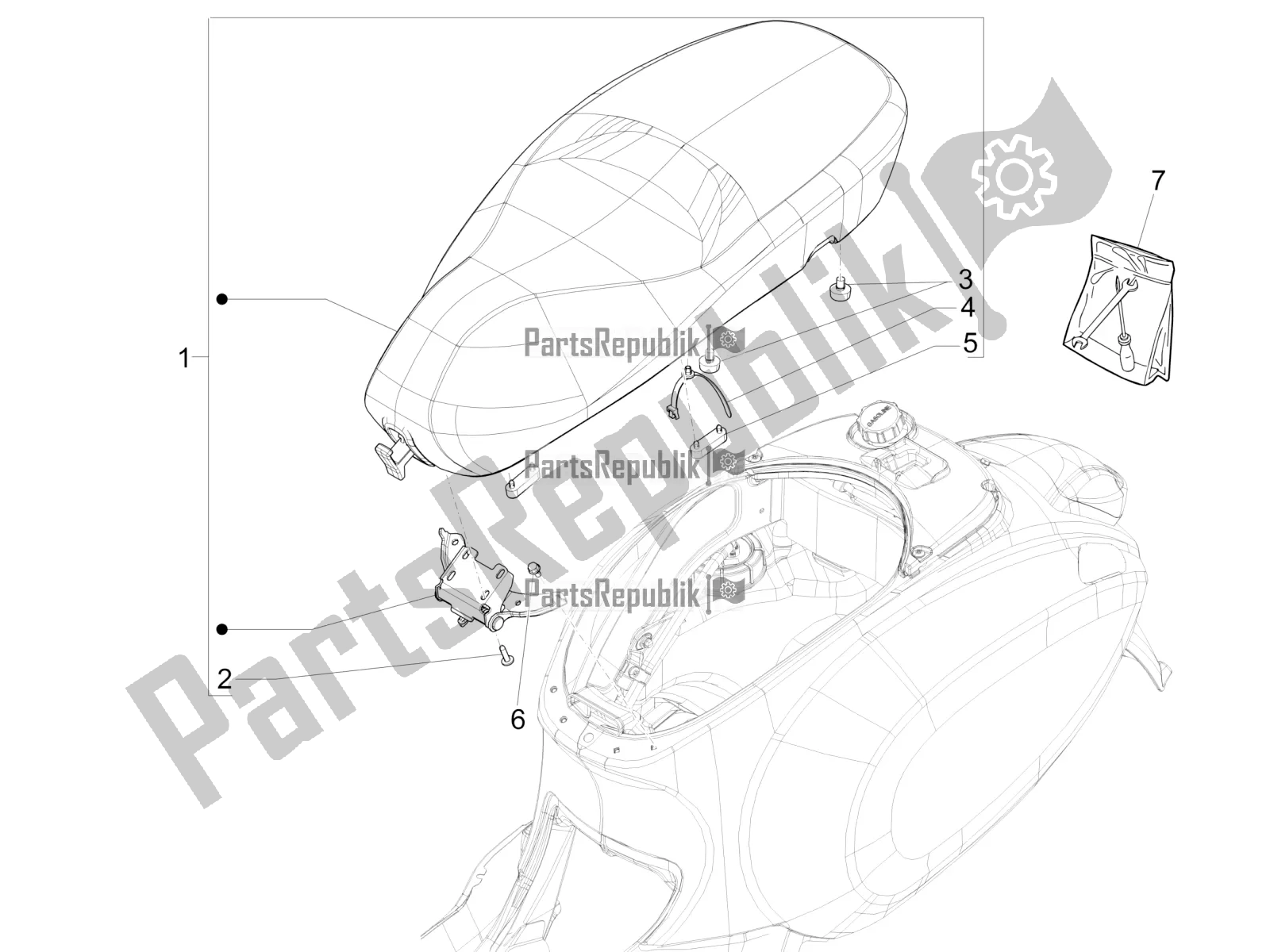 All parts for the Saddle/seats of the Vespa Sprint 150 Iget ABS Apac 2021