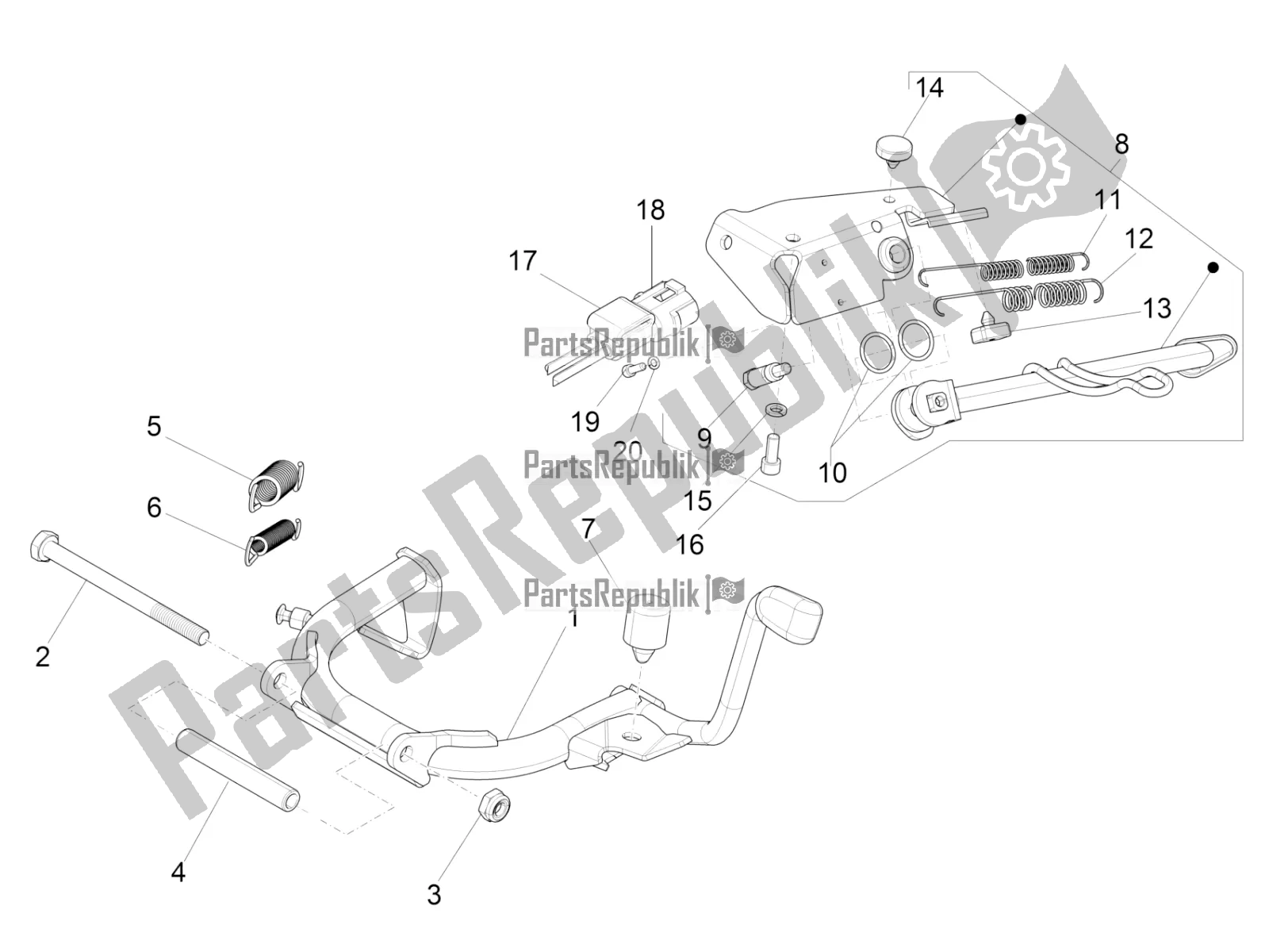 All parts for the Stand/s of the Vespa Sprint 150 Iget ABS Apac 2021