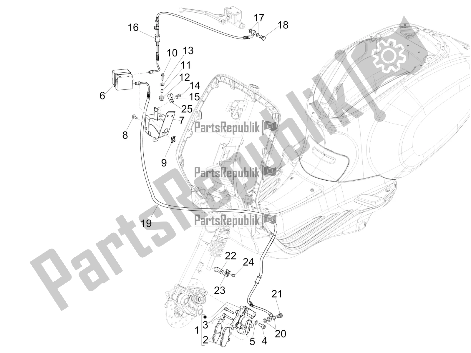 Tutte le parti per il Tubi Freni - Pinze (abs) del Vespa Sprint 150 Iget ABS Apac 2022