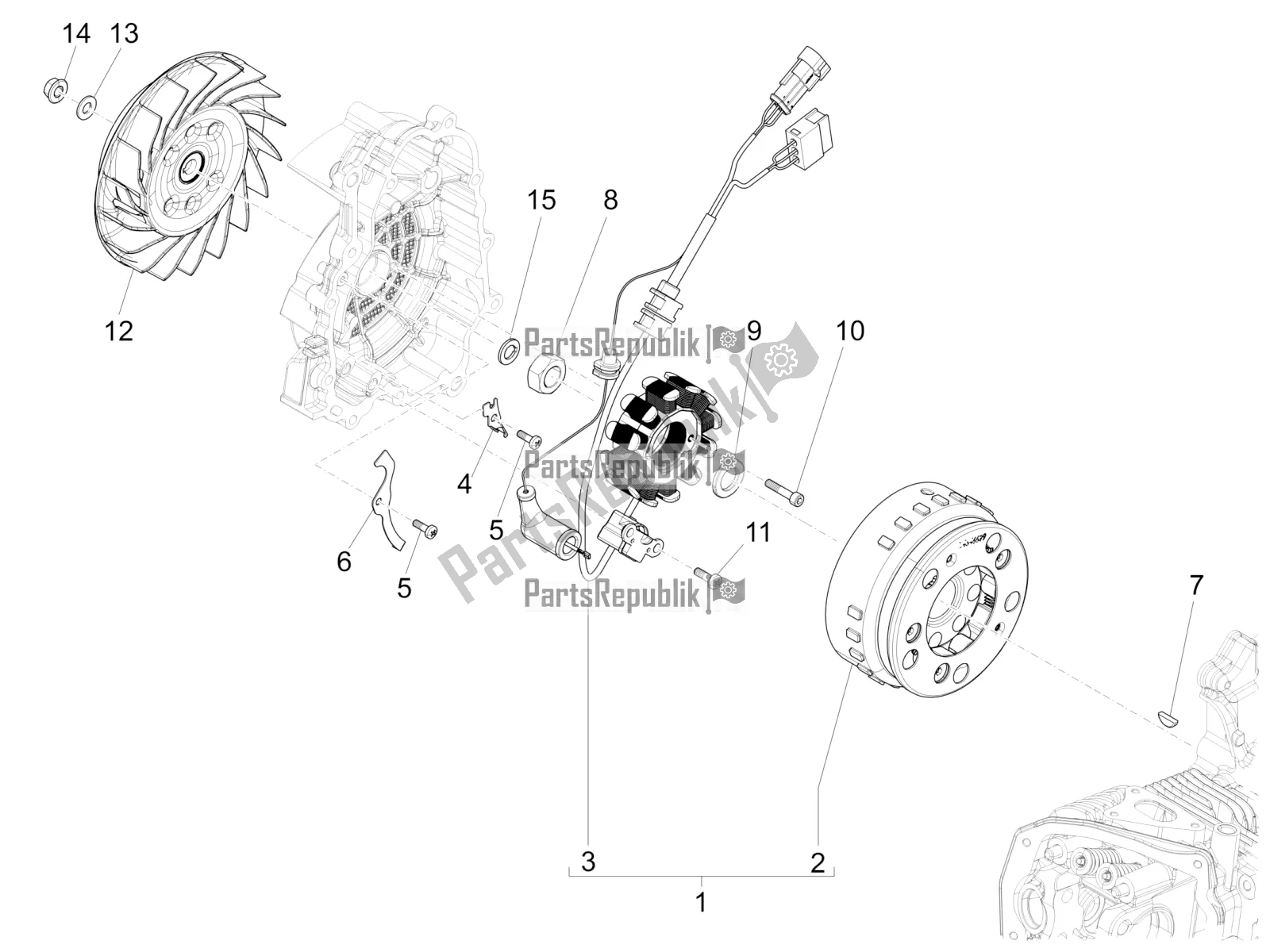 Tutte le parti per il Volano Magneto del Vespa Sprint 150 Iget ABS Apac 2022