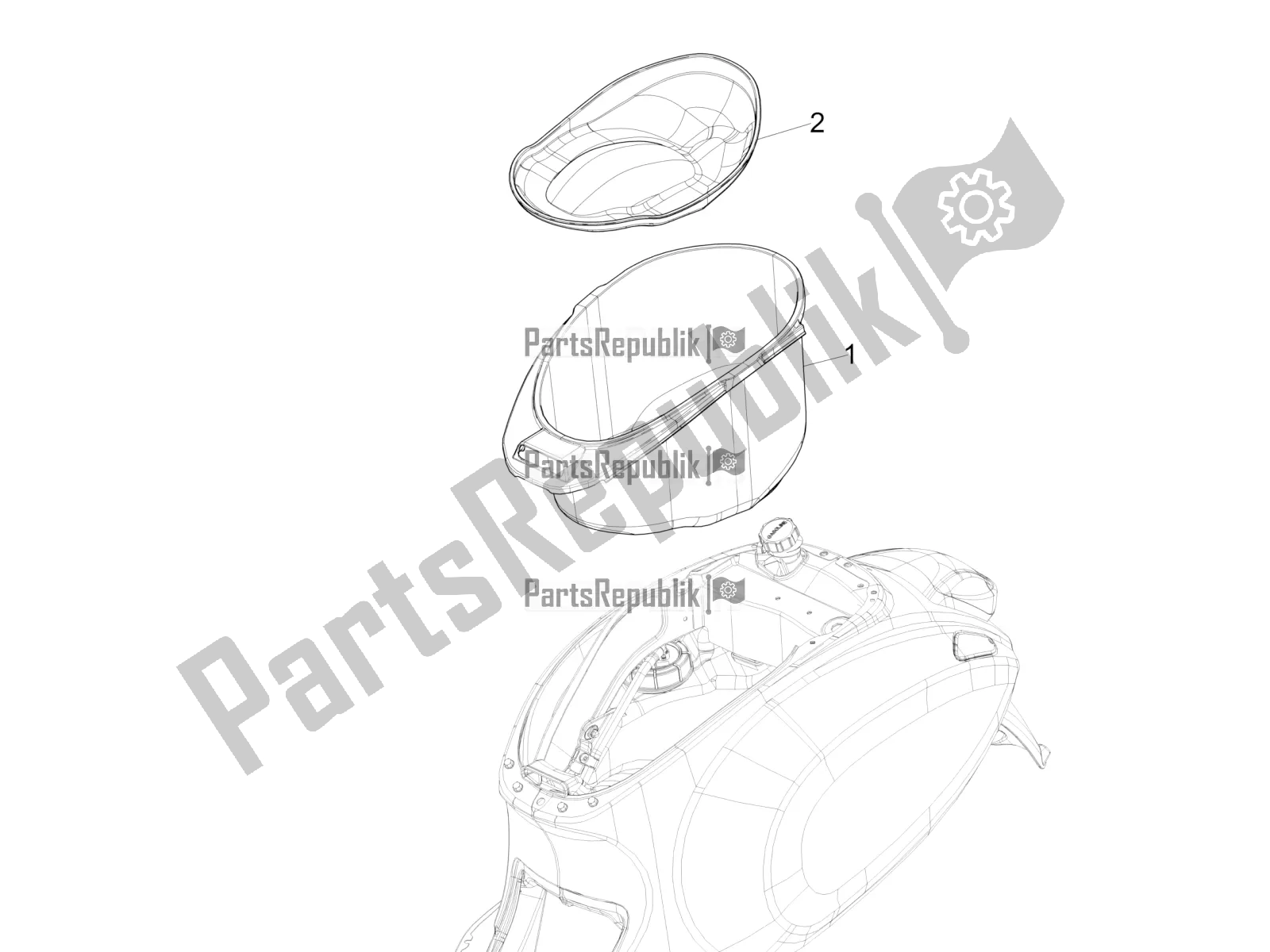 All parts for the Helmet Huosing - Undersaddle of the Vespa Sprint 150 Iget ABS Apac 2022