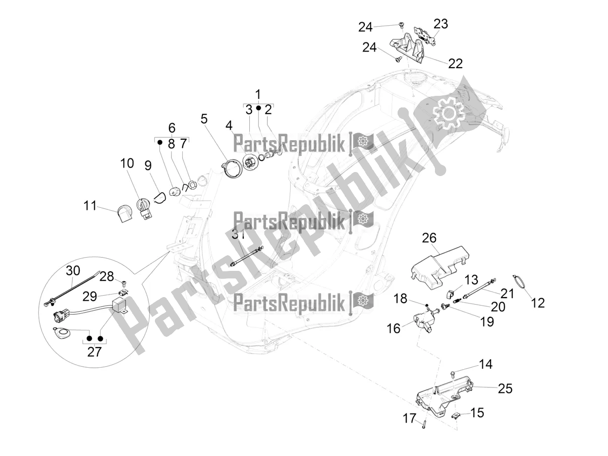 Tutte le parti per il Serrature del Vespa Sprint 150 Iget ABS Apac 2022
