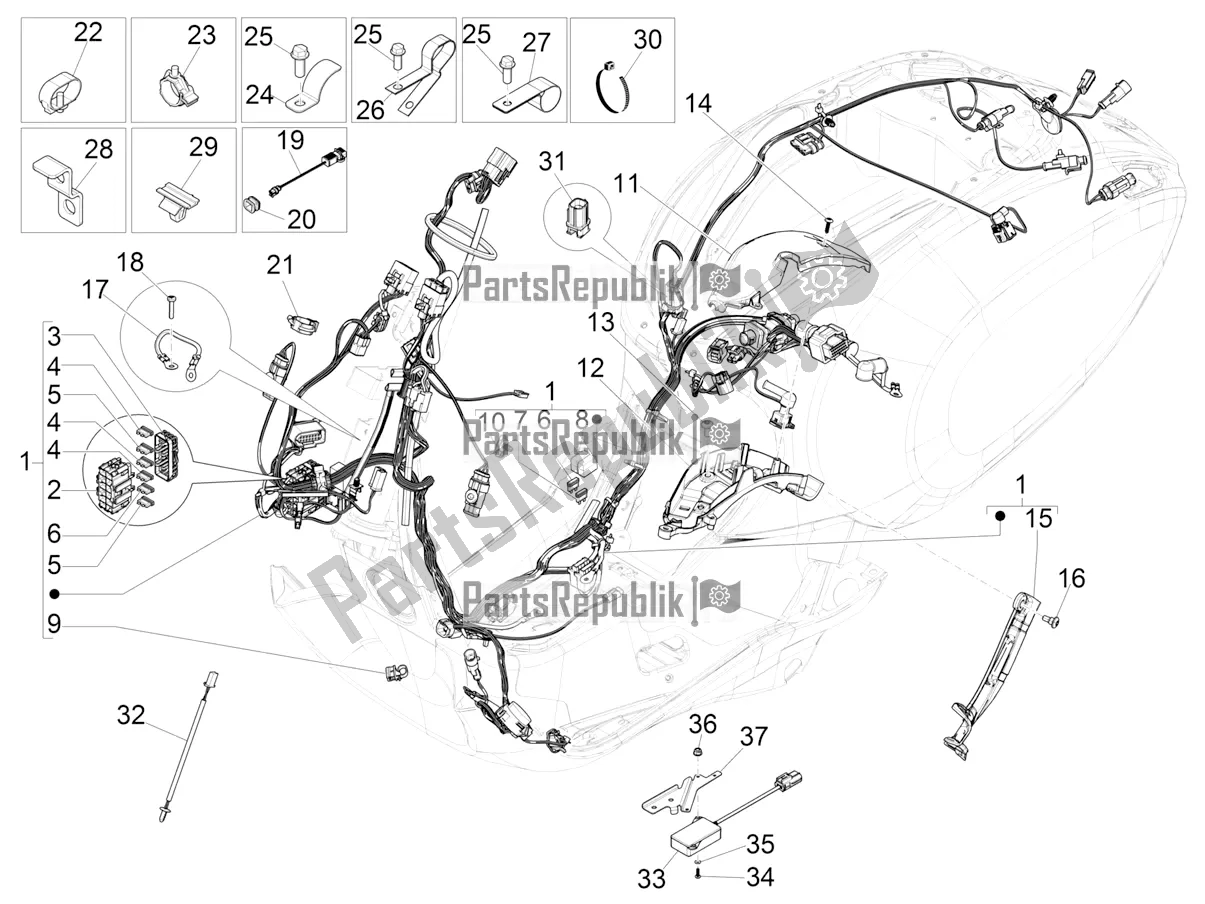Tutte le parti per il Cablaggio Principale del Vespa Sprint 150 Iget ABS Apac 2022