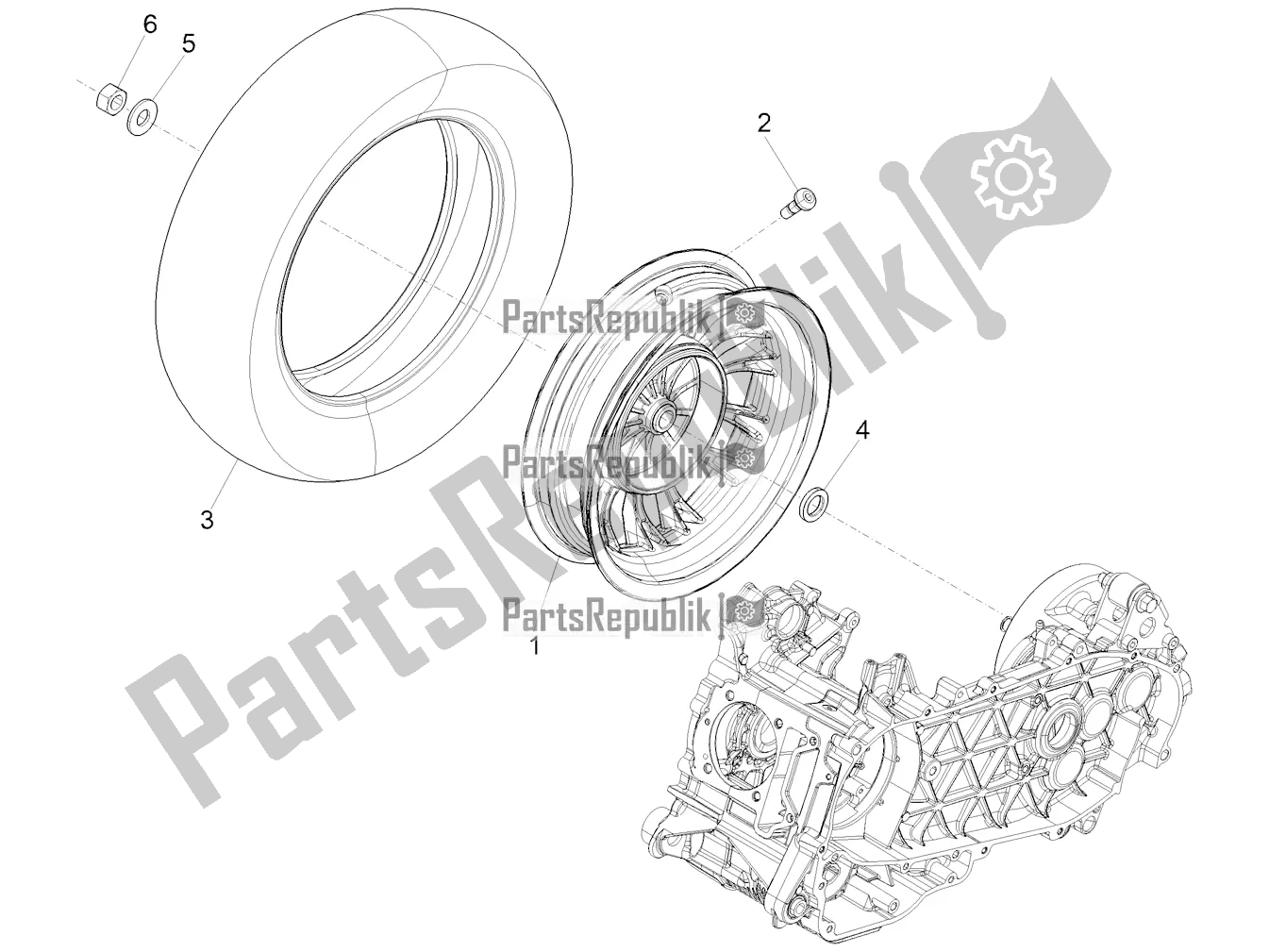 Alle onderdelen voor de Achterwiel van de Vespa Sprint 150 Iget ABS Apac 2022