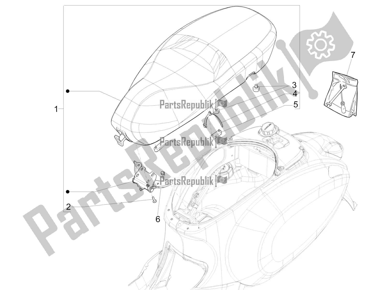 All parts for the Saddle/seats of the Vespa Sprint 150 Iget ABS Apac 2022