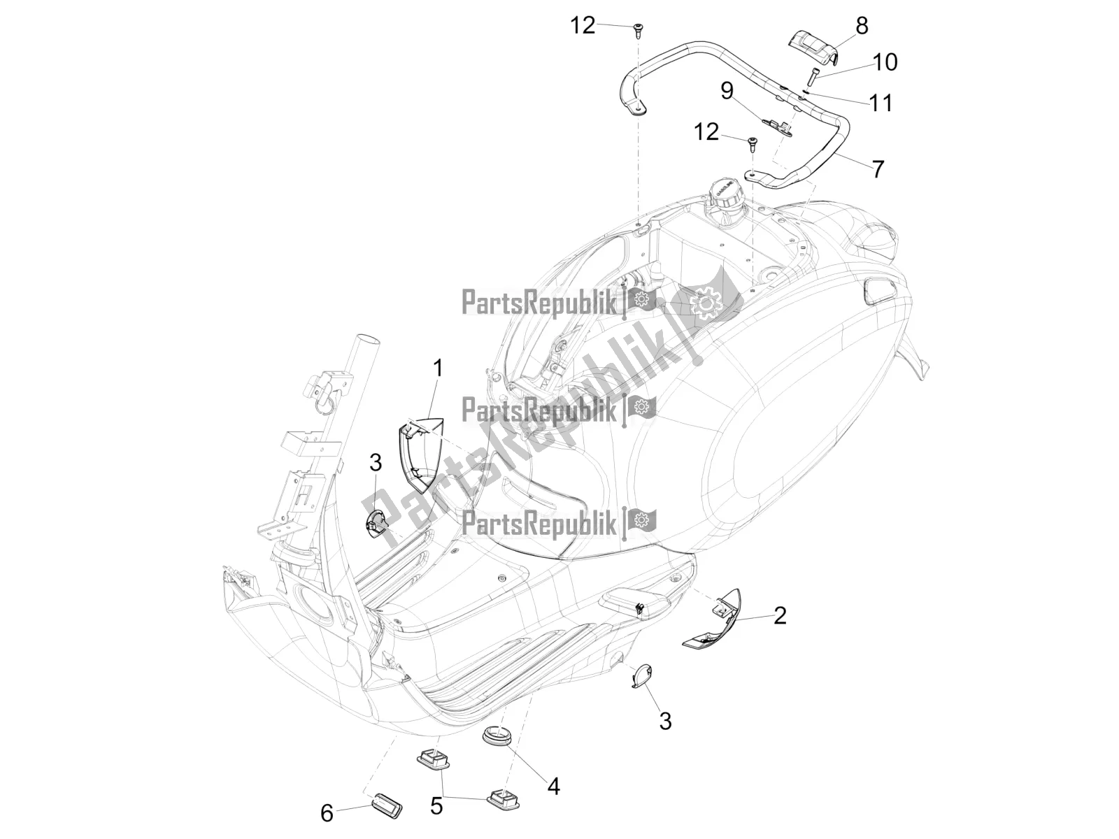 All parts for the Side Cover - Spoiler of the Vespa Sprint 150 Iget ABS Apac 2022