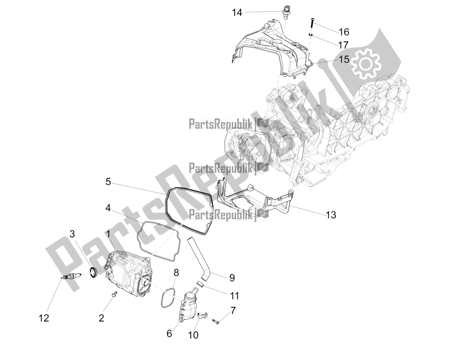 Todas las partes para Cubierta De Tapa De Cilindro de Vespa Sprint 150 Iget Abs/no ABS Apac 2016