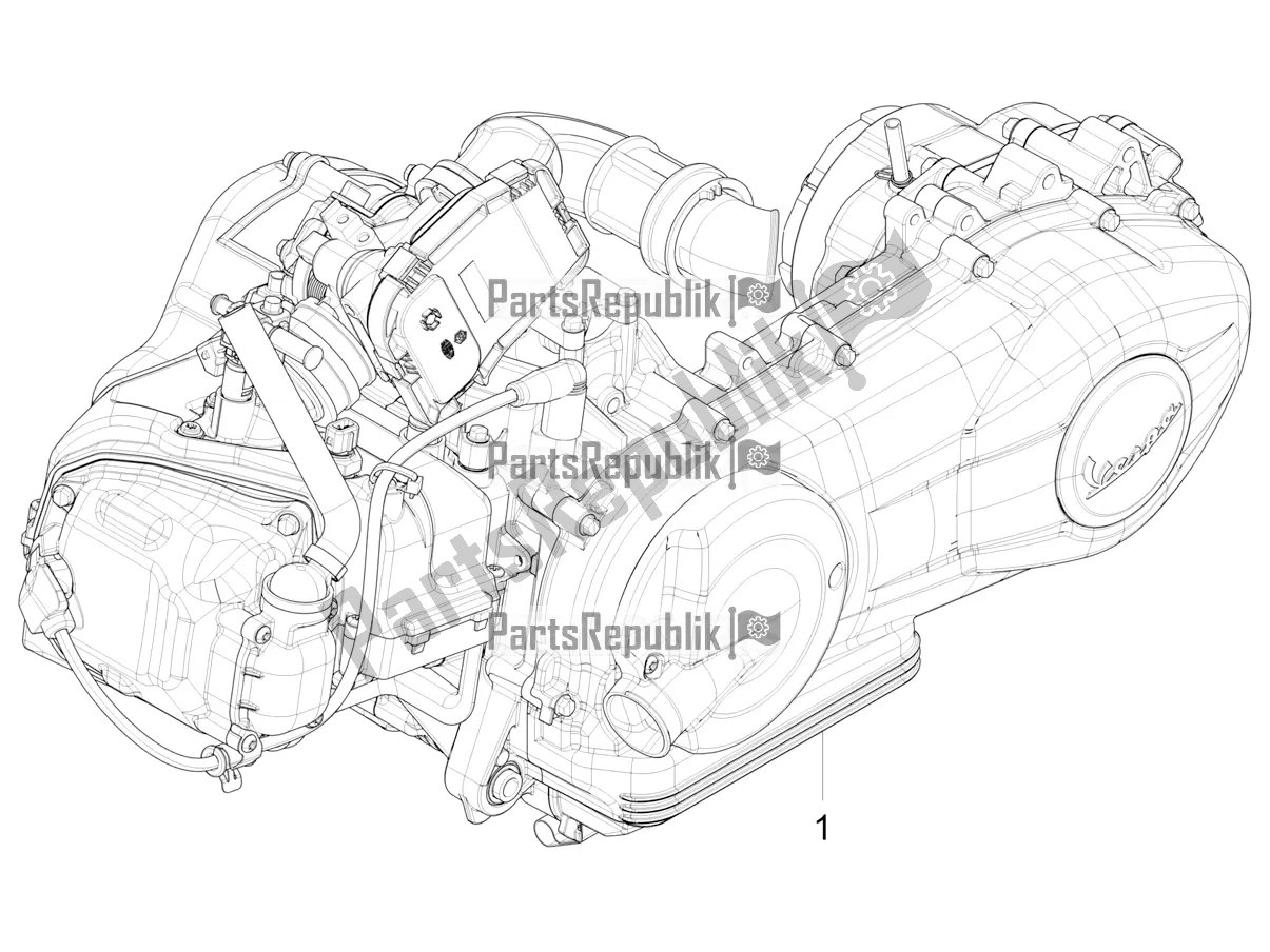All parts for the Engine, Assembly of the Vespa Sprint 150 Iget Abs/no ABS Apac 2016