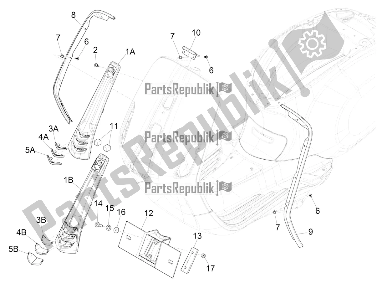 Todas as partes de Escudo Frontal do Vespa Sprint 150 Iget Abs/no ABS Apac 2016