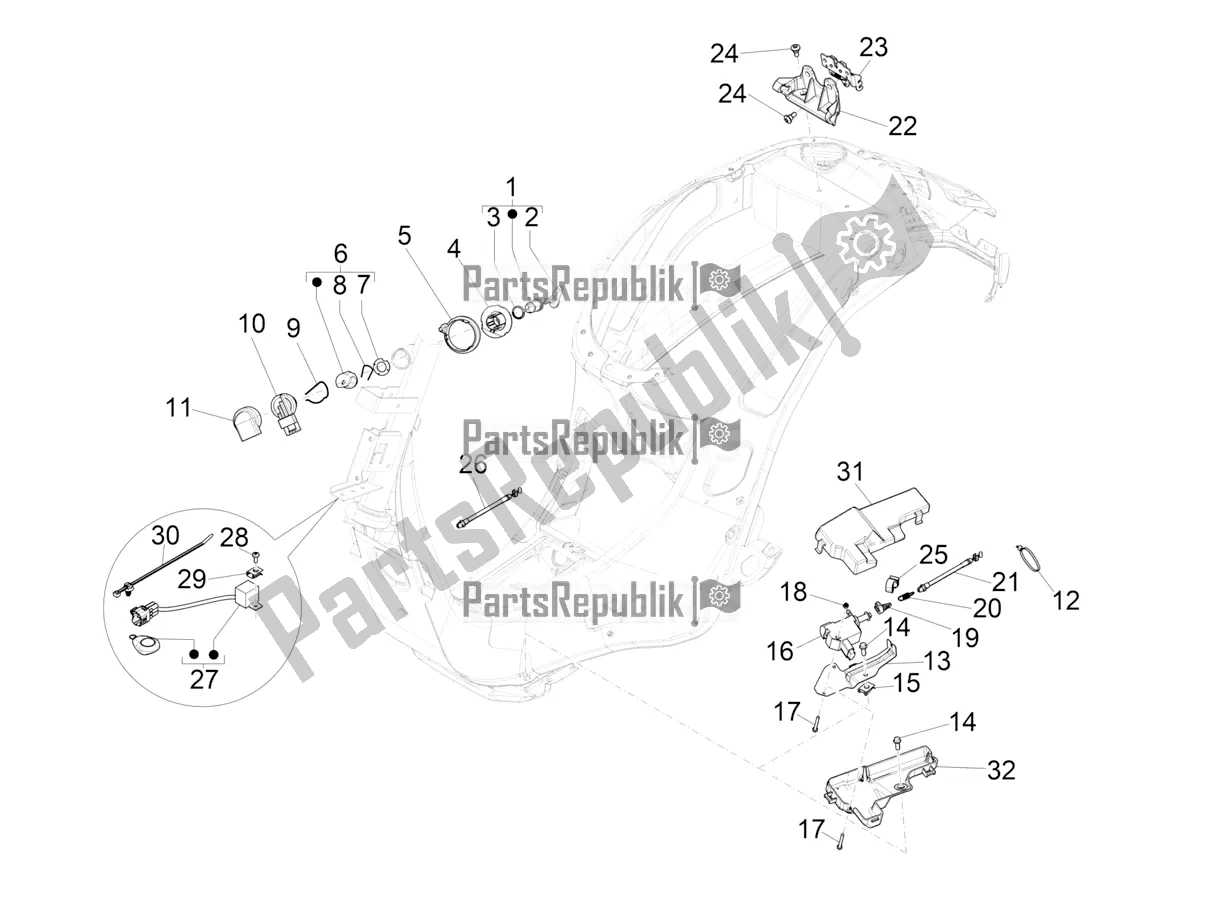 All parts for the Locks of the Vespa Sprint 150 Iget Abs/no ABS Apac 2016