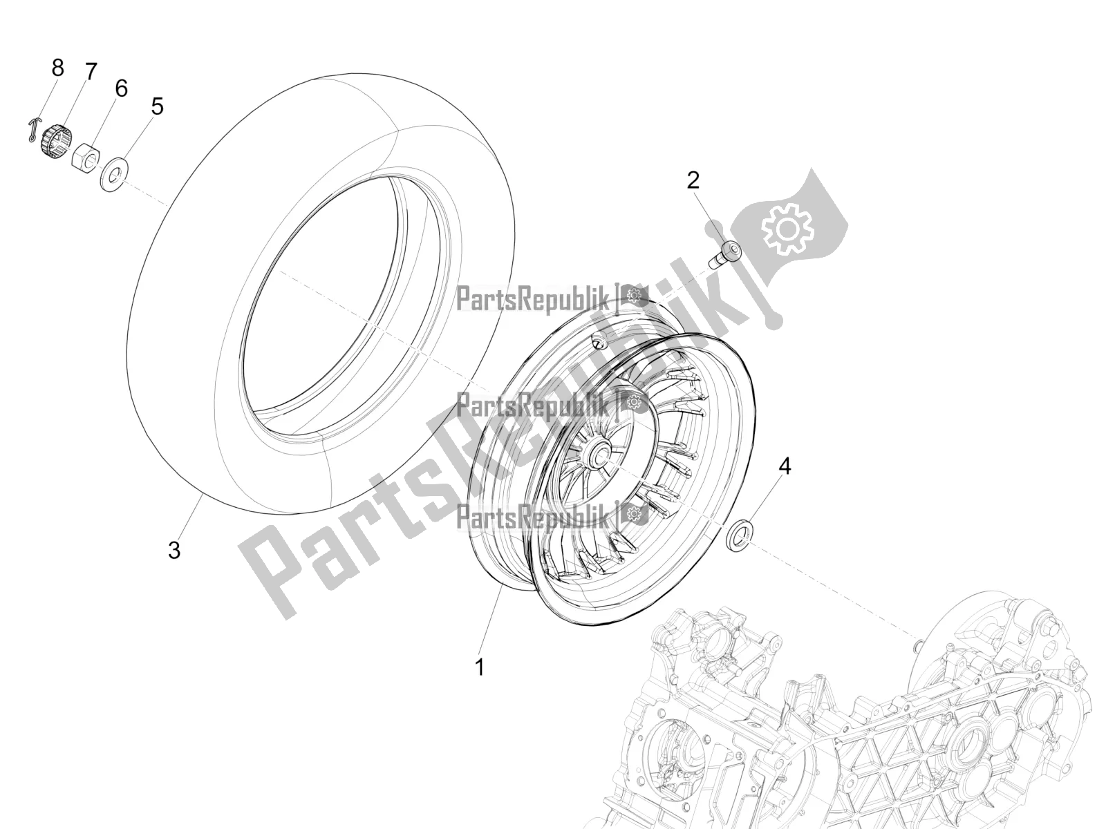 Tutte le parti per il Ruota Posteriore del Vespa Sprint 150 Iget Abs/no ABS Apac 2016